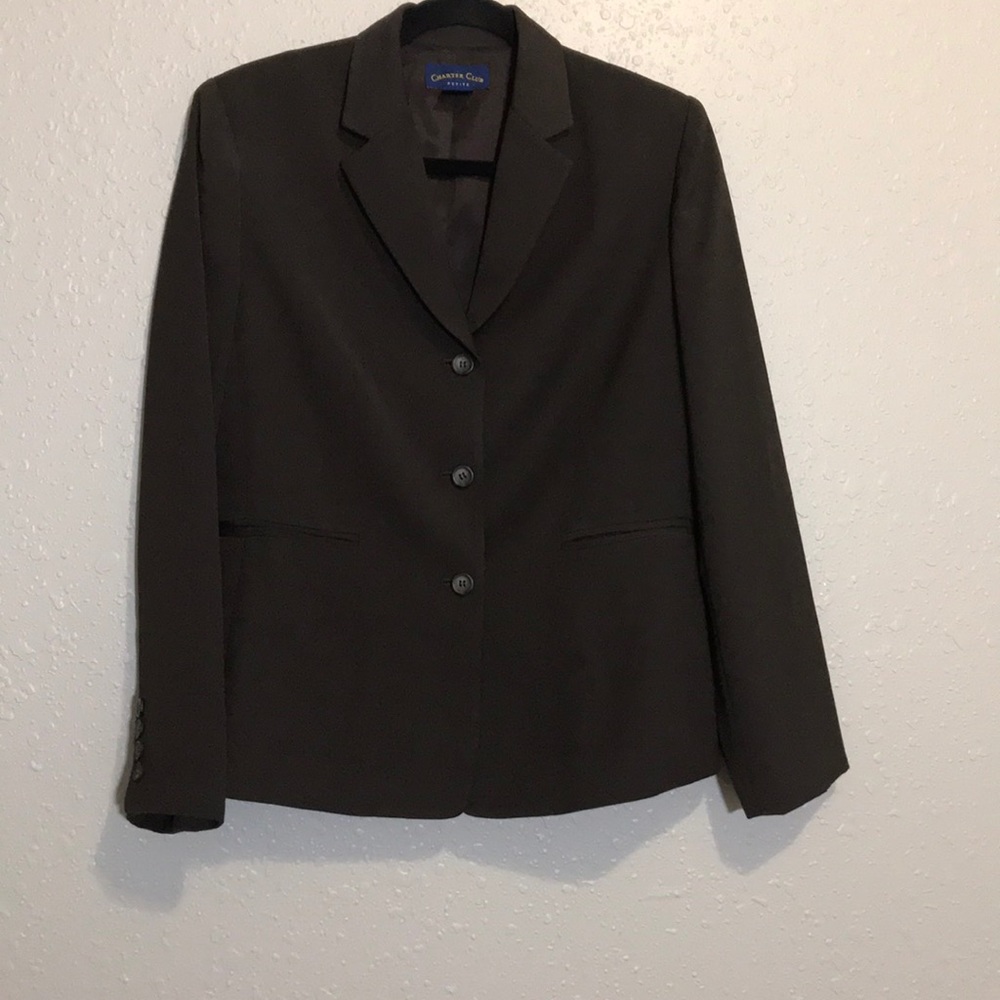 Charter Club Woman Petite Brown Blazer Sz 10p